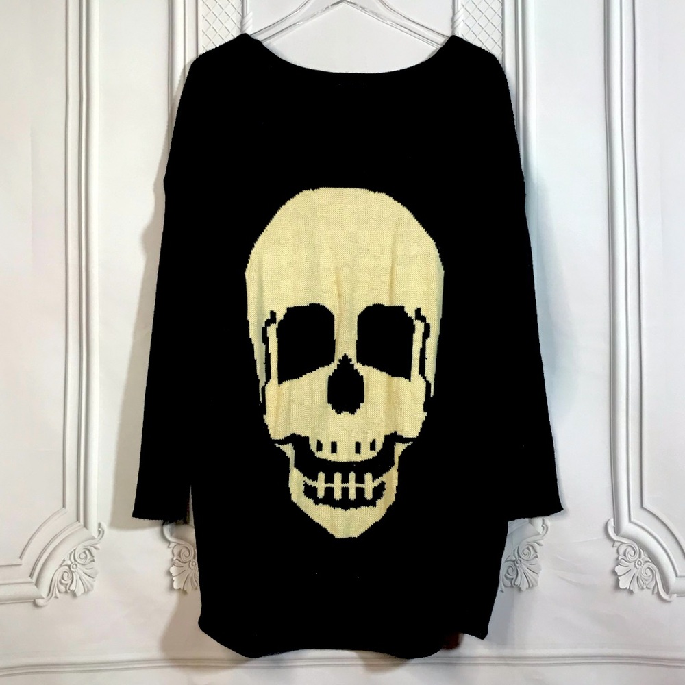 Cool Y2K Mall Goth Punk Long Skull Cardigan M/L
